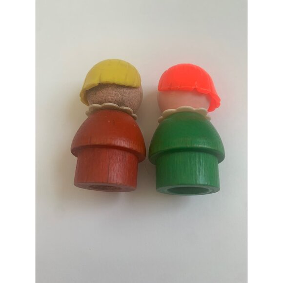 Vintage Fisher Price Little People Wood Head & Body Figures  Set Of‎ 2 1970/80s - Picture 7 of 7